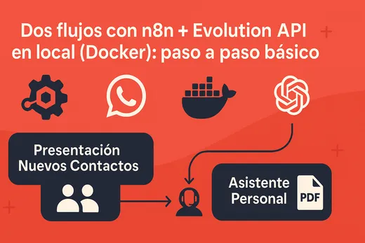 Dos flujos con n8n + Evolution API en local (Docker): paso a paso básico