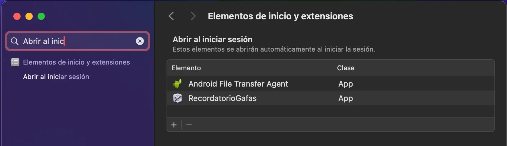 Aplicaciones de inicio