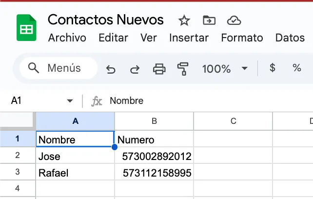 Hoja de Google Sheets