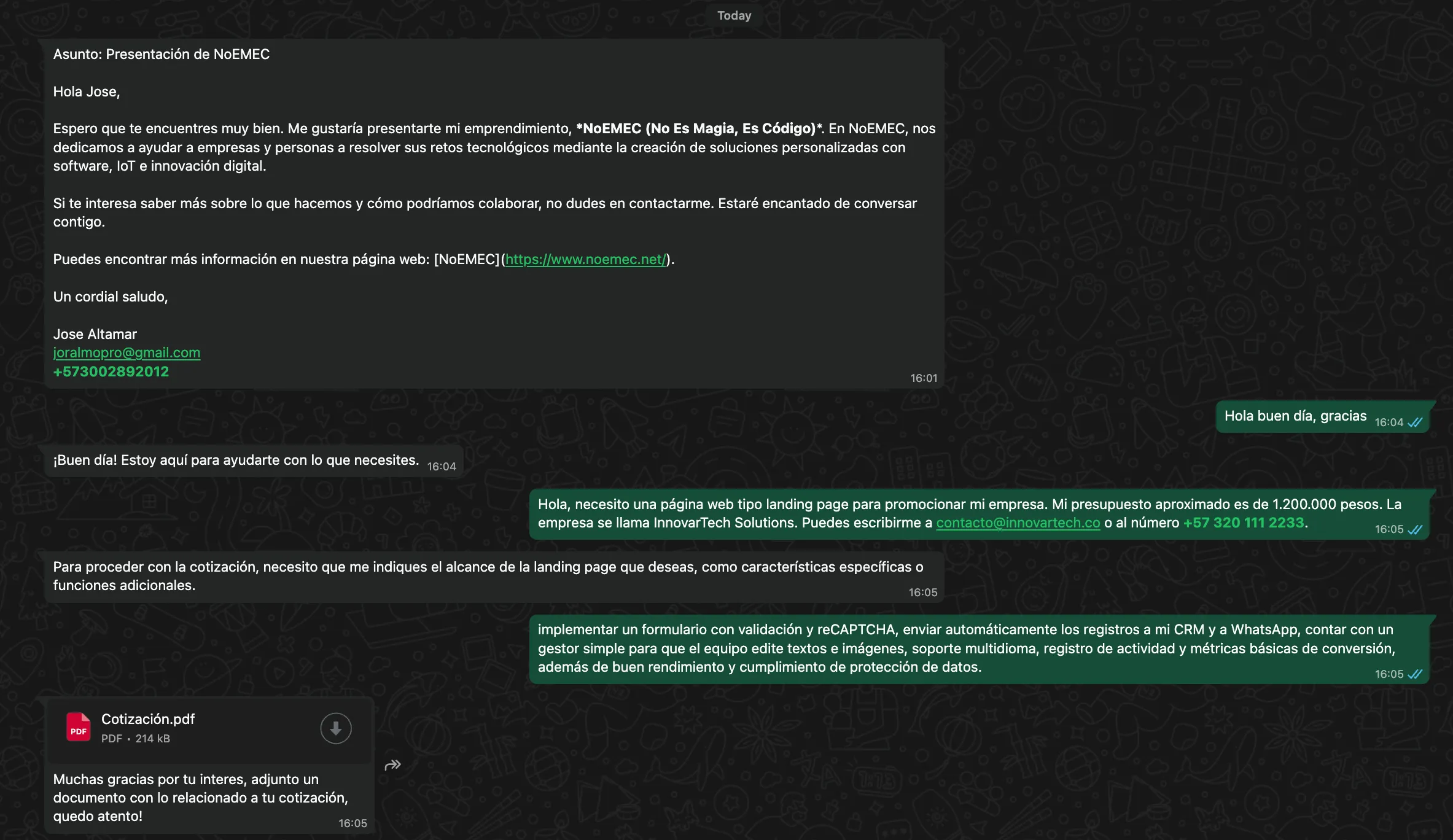 Muestra del flujo completo