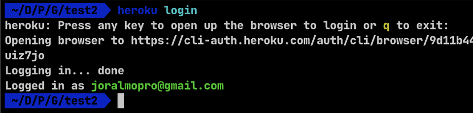 Imagen heroku login consola